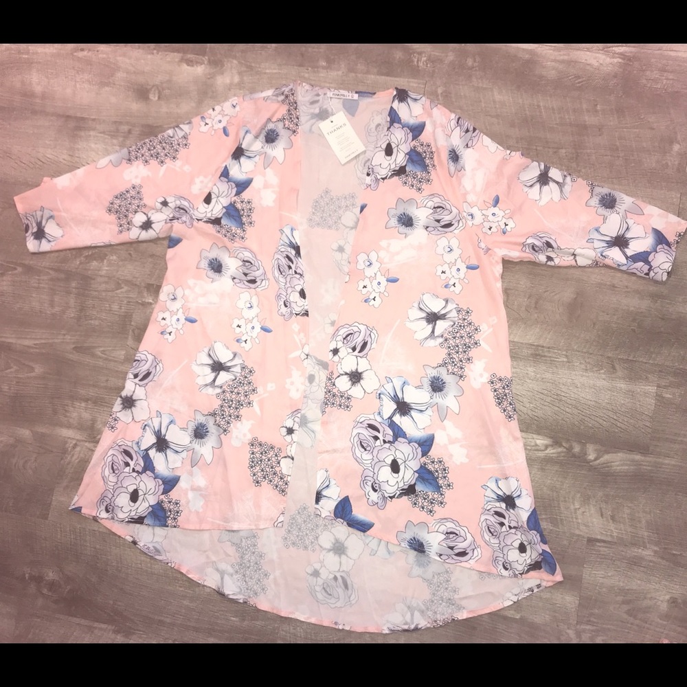 Kimono Cover Up Floral Duster one size NWT